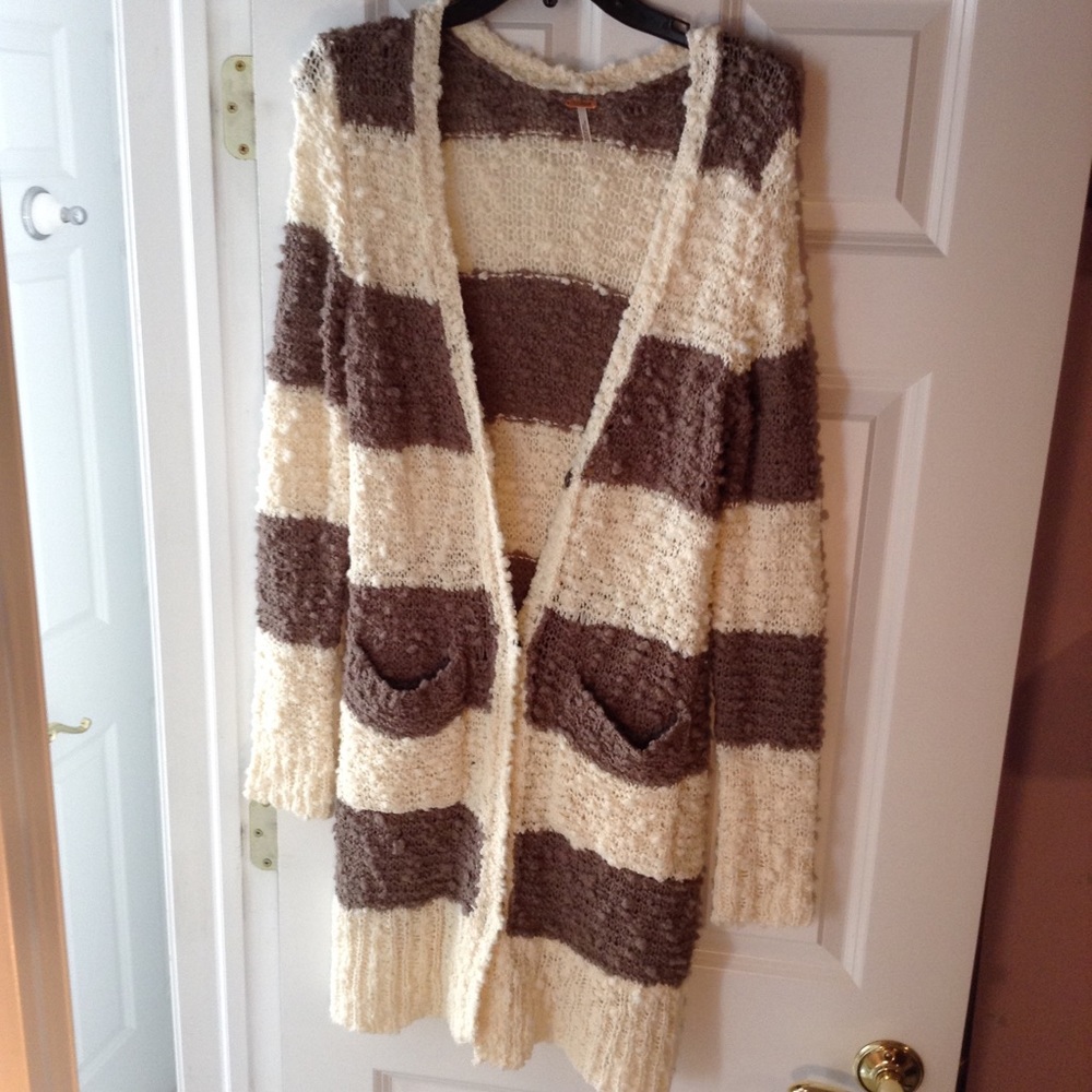 Free People Oversized Striped Knit Cardigan